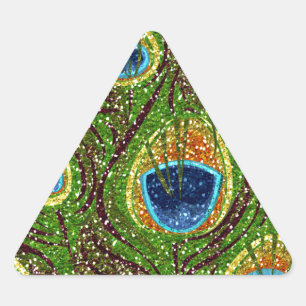 Adesivo Triangular RAB Rockabilly Colorido Estampa de Penas de Pavão