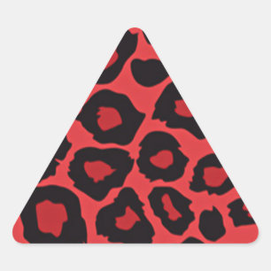 Adesivo Triangular RAB Rockabilly Estampa de Leopardo Vermelho Preto
