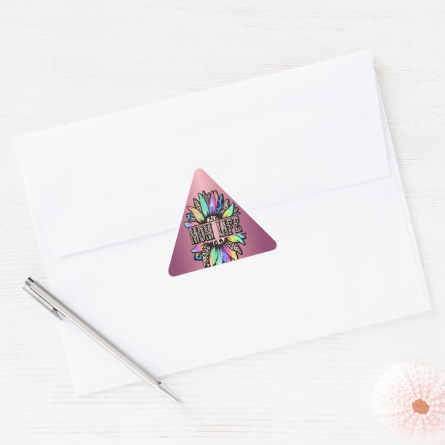 Adesivo Triangular Rainbow Lepard Sunflower Mãe Vida (Envelope)