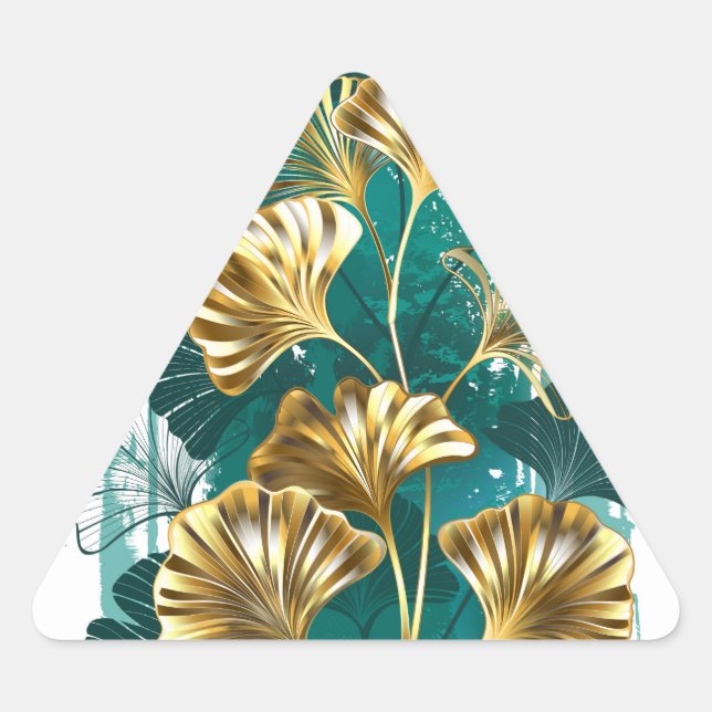 Adesivo Triangular Ramificação com Ouro deixa Ginko Biloba (Frente)
