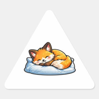 Adesivo Triangular Rapariga Raposa Adormecida na Almofada Fofa Kawaii