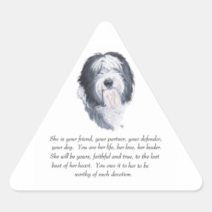 Adesivo Triangular Recordações do Old English Sheepdog