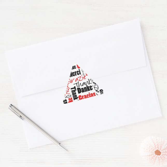 Adesivo Triangular Red Black Multilingual Obrigado Palavra (Envelope)