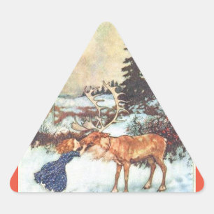 Adesivo Triangular "Reindeer Kiss by Edmund Dulac" Sticker