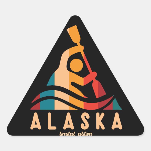 Adesivo Triangular Retro Alaska Kayaking (Frente)
