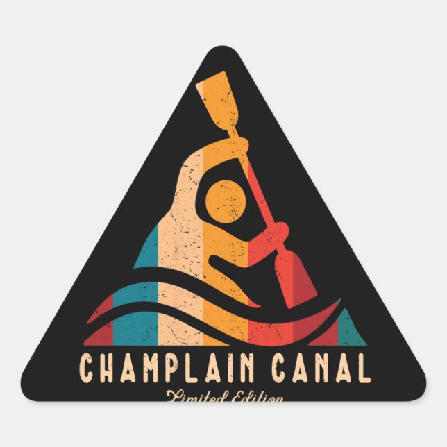 Adesivo Triangular Retro Champlain Canal Kayaking (Frente)