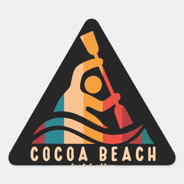 Adesivo Triangular Retro Cocoa Beach Kayaking (Frente)