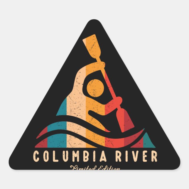 Adesivo Triangular Retro Columbia River Kayaking (Frente)