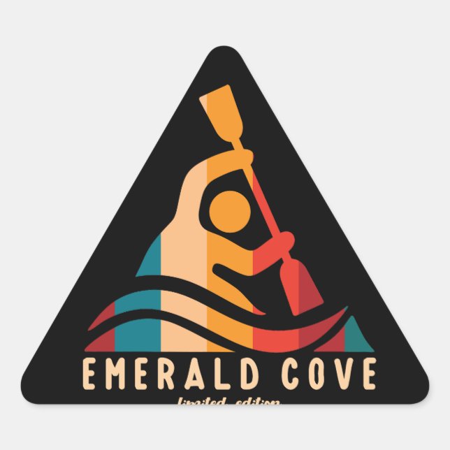 Adesivo Triangular Retro Emerald Cove Kayaking (Frente)