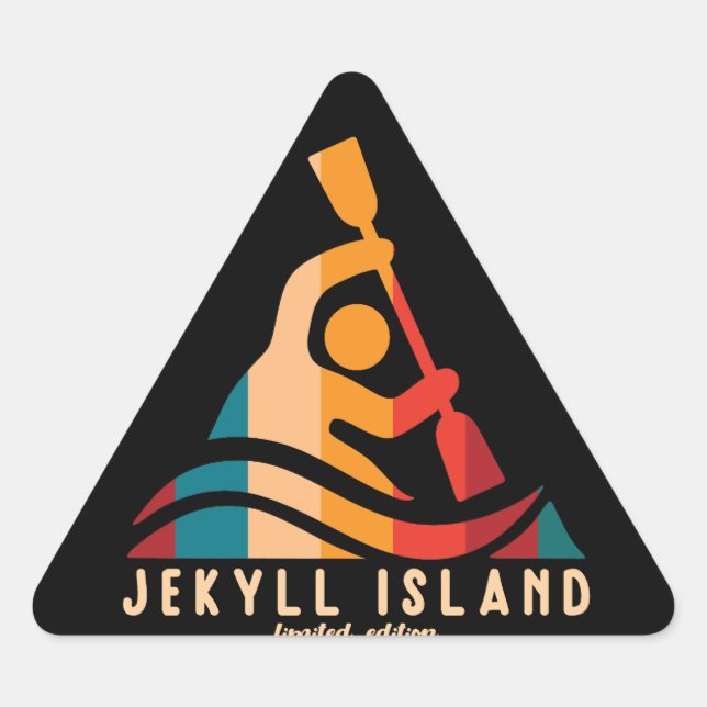 Adesivo Triangular Retro Jekyll Island Kayaking (Frente)