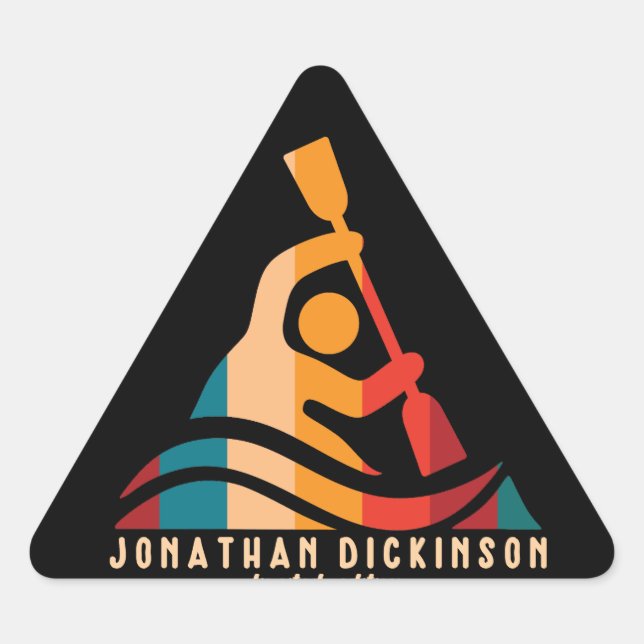 Adesivo Triangular Retro Jonathan Dickinson Kayaking (Frente)