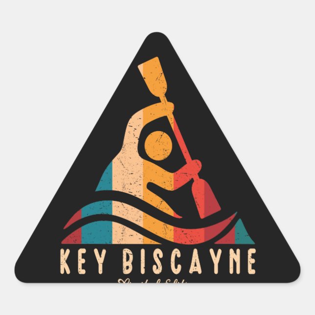 Adesivo Triangular Retro Key Biscayne Kayaking (Frente)