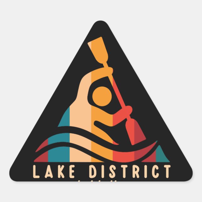 Adesivo Triangular Retro Lake District Kayaking (Frente)