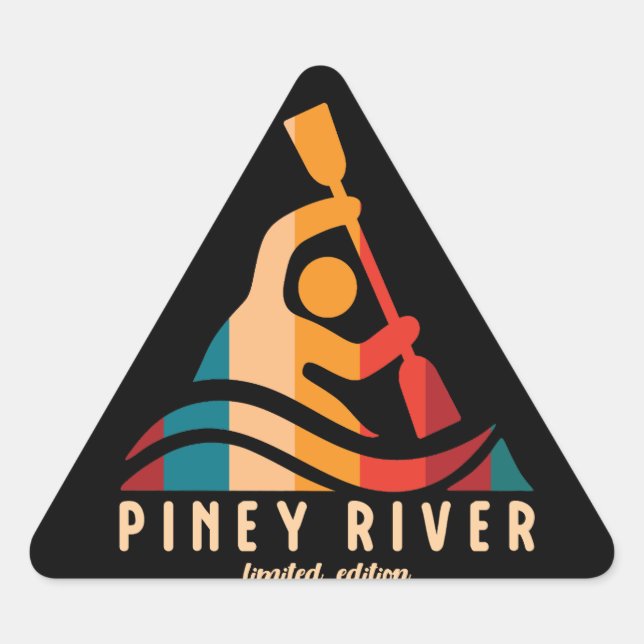 Adesivo Triangular Retro Piney River Kayaking (Frente)