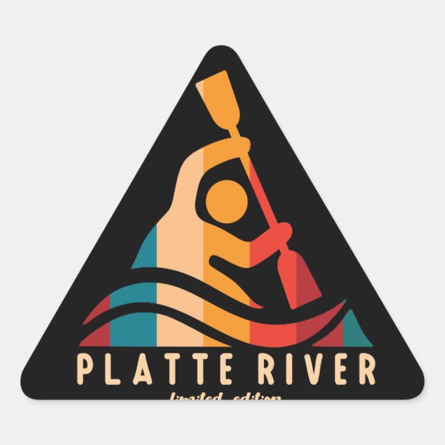 Adesivo Triangular Retro Platte River Kayaking (Frente)