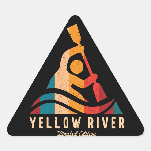 Adesivo Triangular Retro Yellow River Kayaking (Frente)
