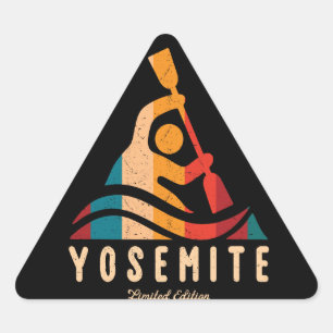 Adesivo Triangular Retro Yosemite National Park Kayaking