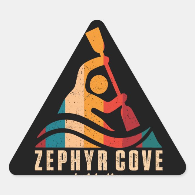 Adesivo Triangular Retro Zephyr Cove Kayaking (Frente)
