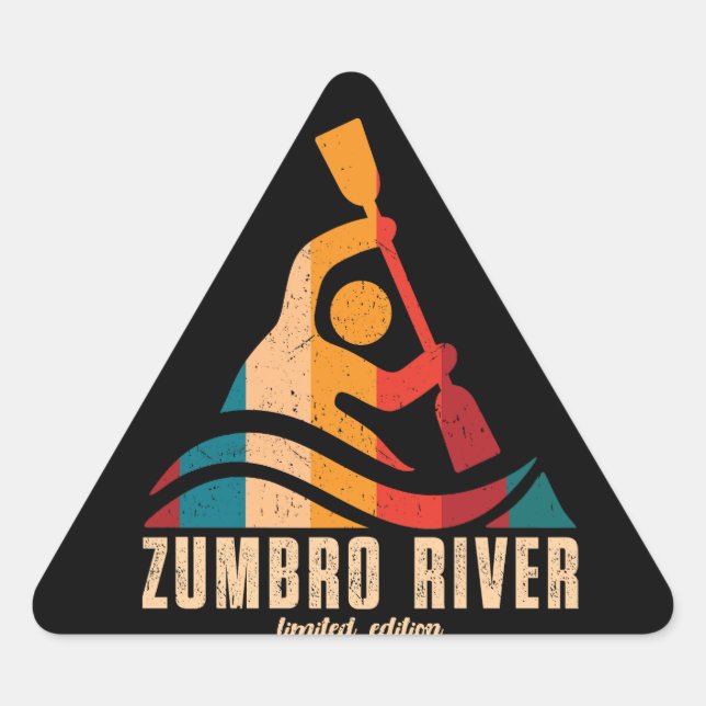 Adesivo Triangular Retro Zumbro River Kayaking (Frente)