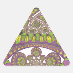 Adesivo Triangular Roxo Africano e Caleidoscópio Amarelo Tradicional