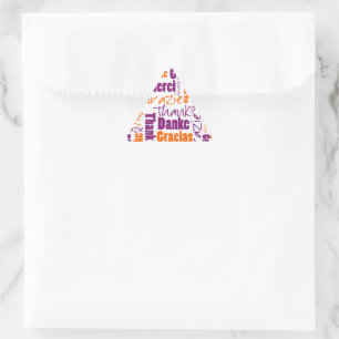 Adesivo Triangular Roxo/obrigado alaranjado você nuvem multilingue d