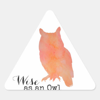Adesivo Triangular Sábio como uma Aquarela Tipográfica de Coruja