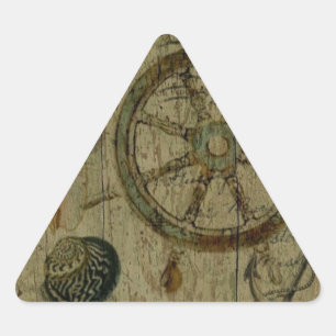 Adesivo Triangular Seashells litorais rústicos do navegador náutico