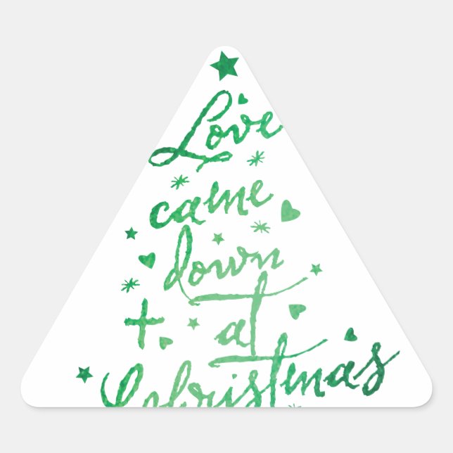 Adesivo Triangular Selo de Envelope de Árvore de Natal Love Came Down (Frente)