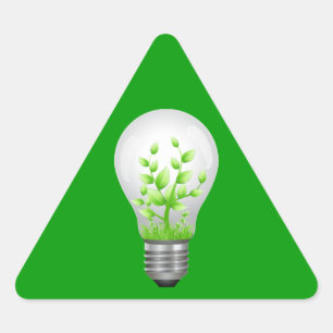 Adesivo Triangular Símbolo da lâmpada verde