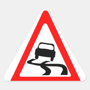 Adesivo Triangular Símbolo de Aviso de Estrada Escorregadia