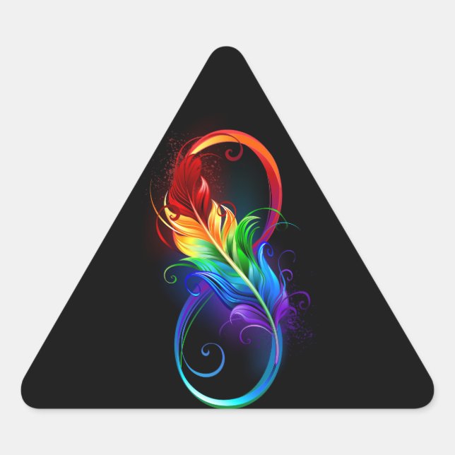 Adesivo Triangular Símbolo de Infinito com Pena de Arco-íris (Frente)