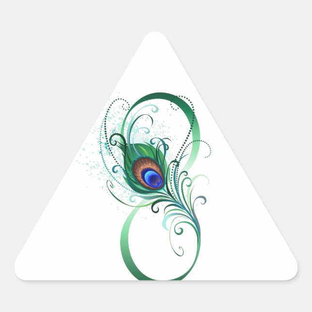 Adesivo Triangular Símbolo de Infinito com Pena de Pavão (Frente)
