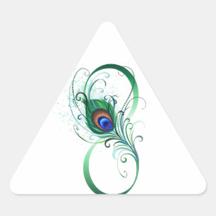 Adesivo Triangular Símbolo de Infinito com Pena de Pavão