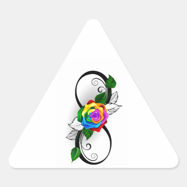 Adesivo Triangular Símbolo de Infinito com Rosa Arco-Íris (Frente)