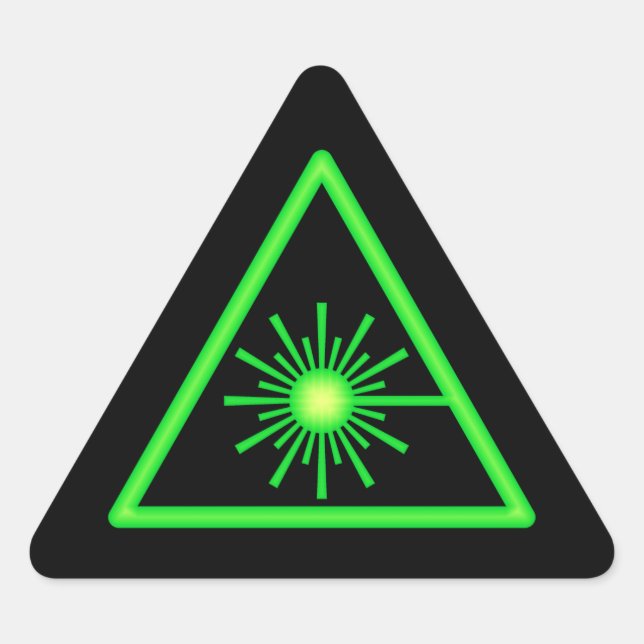 Adesivo Triangular Símbolo de laser verde e preto (Frente)
