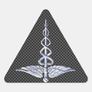 Adesivo Triangular Símbolo Médico Silver Caduceus Estilo de Fibra Car