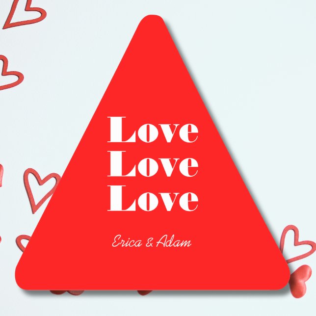 Adesivo Triangular Simples White Clean 3 x Love | Neon Red (Criador carregado)