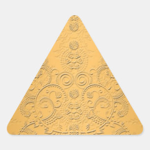 Adesivo Triangular Simulada Dourada com Design de Ornamentado embutid