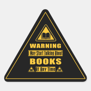 Adesivo Triangular Sinal de Alerta do Amante de Livros Preto