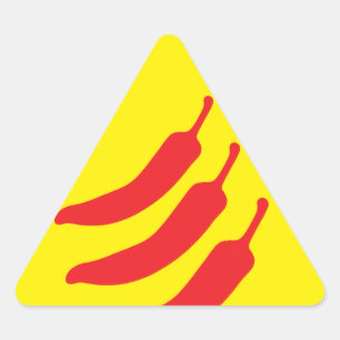 Adesivo Triangular Sinal de aviso quente da pimenta três