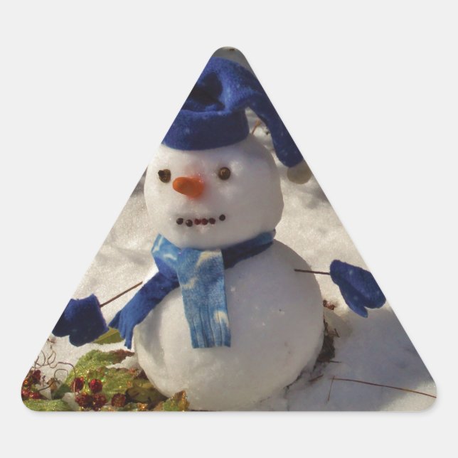 Adesivo Triangular Snowman com Blue Hat e Scarf (Frente)