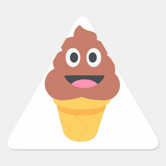 Adesivo Triangular sorvete cone poo emoji (Frente)