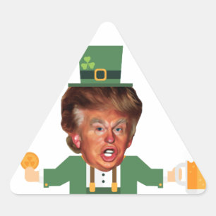 Adesivo Triangular st patrics trump leprechaun