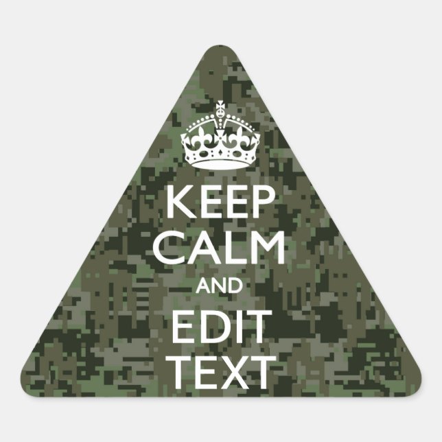 Adesivo Triangular Sua Camuflagem Digital de Texto Verde Verde Manter (Frente)