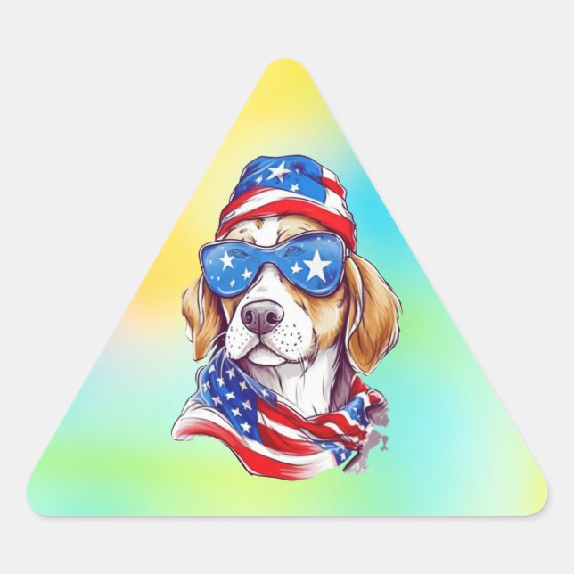 Adesivo Triangular Sublimação de cachorro de 4 de julho-66361 (Frente)