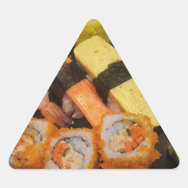 Adesivo Triangular Sushi Raw Comida Japonesa Refeição Deliciosa (Frente)