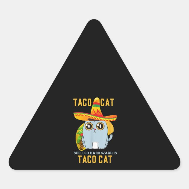 Adesivo Triangular Taco Engraçado Gato Ortografado Para Trás Tacocat  (Frente)