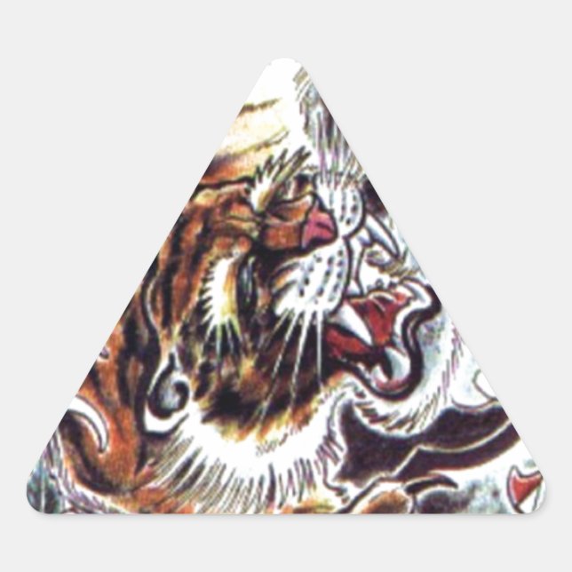 Adesivo Triangular Tatuagem de Tigre Japonês (Frente)