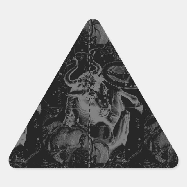 Adesivo Triangular Taurus Constulation Map Hevelius 1690 em preto (Frente)