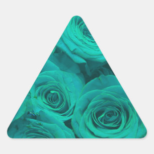 Adesivo Triangular Teal romântico elegante - rosas verdes